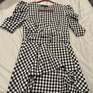 Boston Proper Black and White Gingham High-Low Shirt